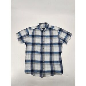 Kuhl Styk SS plaid White Blue Gray Button Shirt Mens Large